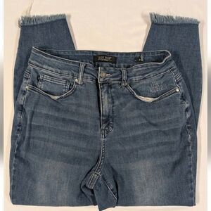 Judy Blue 14W Skinny Fit Jeans Raw Fringe Hem Blue Denim JB88425